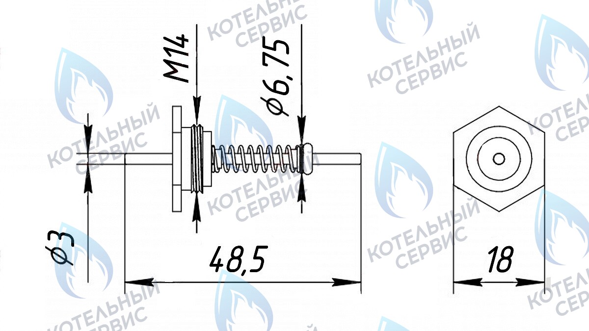 3030 Шток Ø3мм M14 