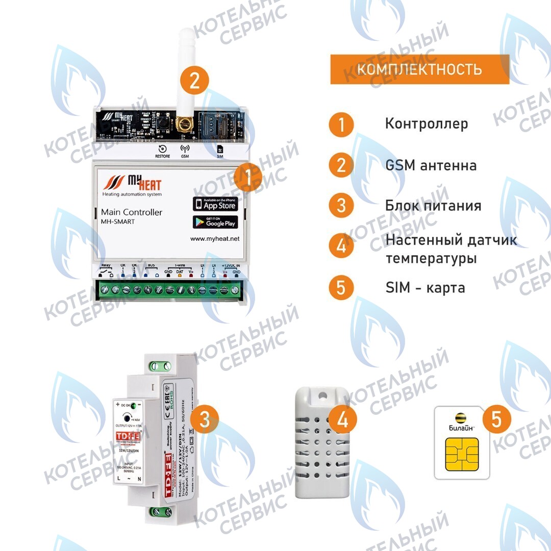 6283 Термостат (контроллер) MyHeat Smart (GSM, Wi-Fi, DIN) 
