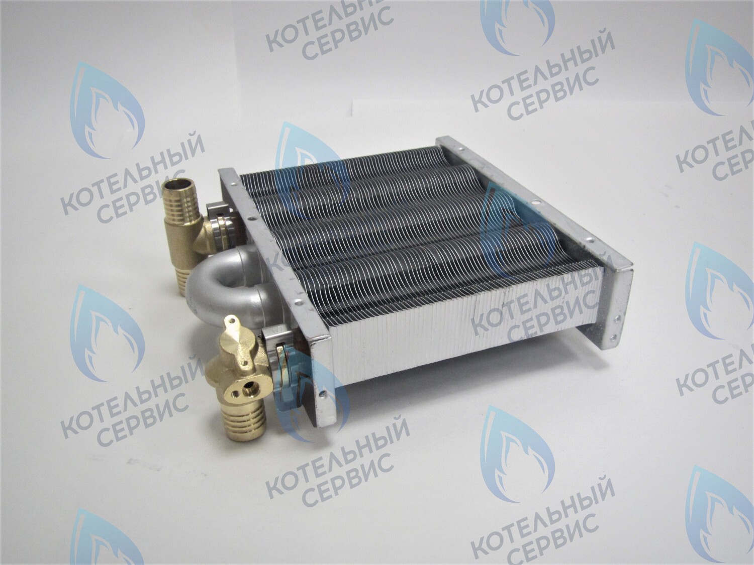 EM021-142-Фитинг-Комп Теплообменник первичный основной (с фитингами) 142мм 67 FIN (100 HSG/ICH/MSC) DAEWOO 