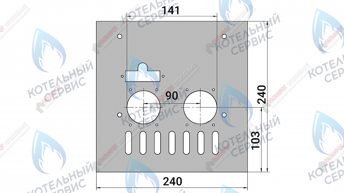 8448 ГазоГорелочное устройство панель 240*240 "Пламя" 15кВт Sit 630, Аналог (272мм, 2 р.) 