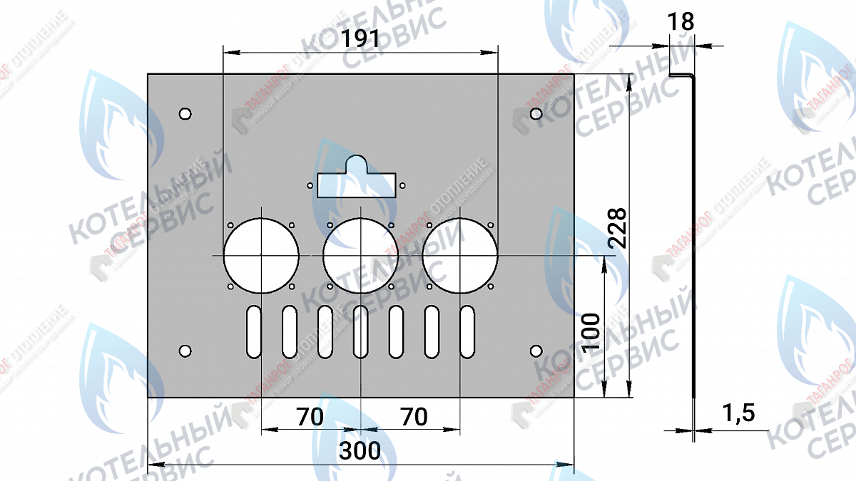 3238 ГазоГорелочное устройство панель 300*228 "АГУК2Т" 24кВт Sit 630, Аналог (272мм, 3 р.) 