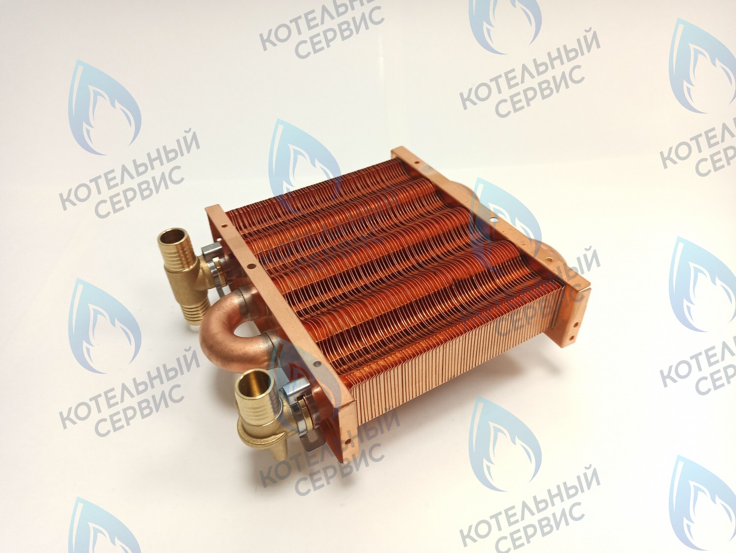 EM021-142-02-Фитинг-Комп Теплообменник первичный основной (с фитингами) 142мм 67 FIN (100 HSG/ICH/MSC) DAEWOO 