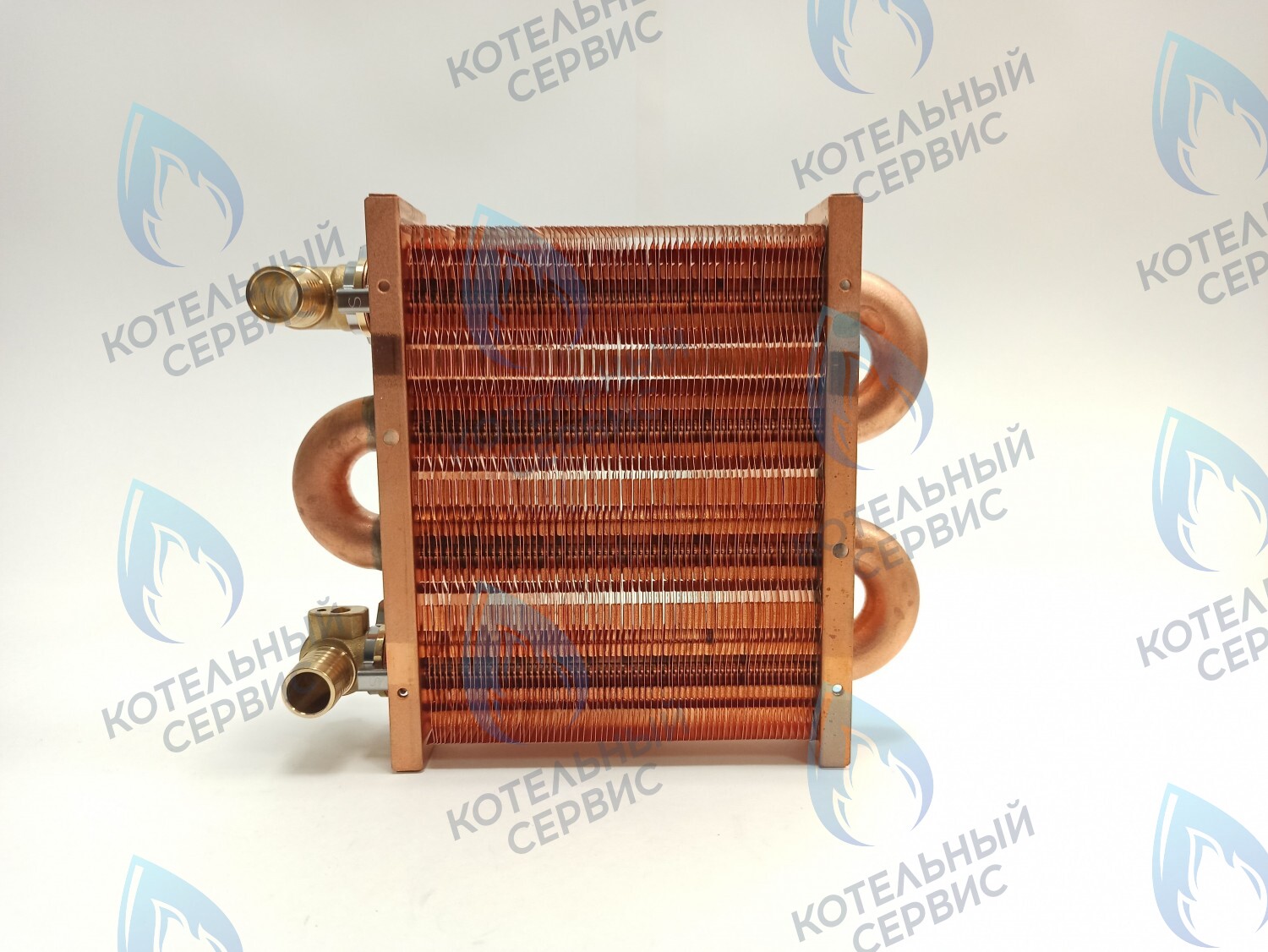 EM021-142-02-Фитинг-Комп Теплообменник первичный основной (с фитингами) 142мм 67 FIN (100 HSG/ICH/MSC) DAEWOO 