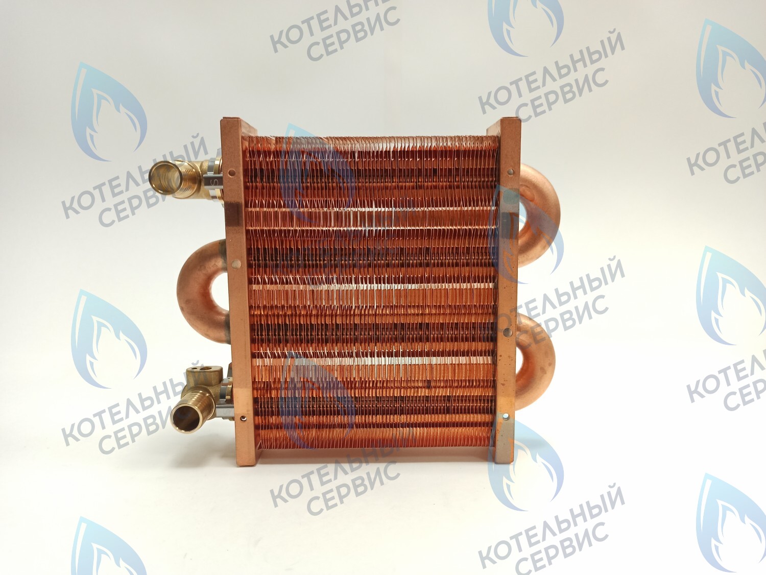 EM021-142-02-Фитинг-Комп Теплообменник первичный основной (с фитингами) 142мм 67 FIN (100 HSG/ICH/MSC) DAEWOO 