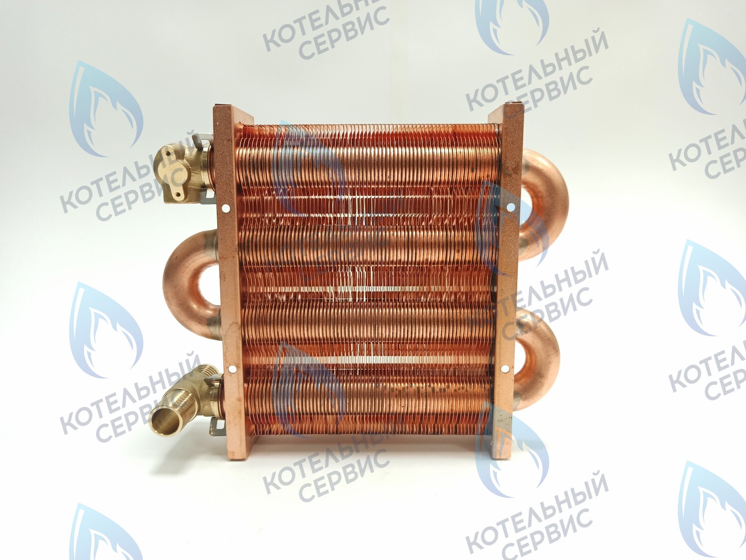 EM021-142-02-Фитинг-Комп Теплообменник первичный основной (с фитингами) 142мм 67 FIN (100 HSG/ICH/MSC) DAEWOO 