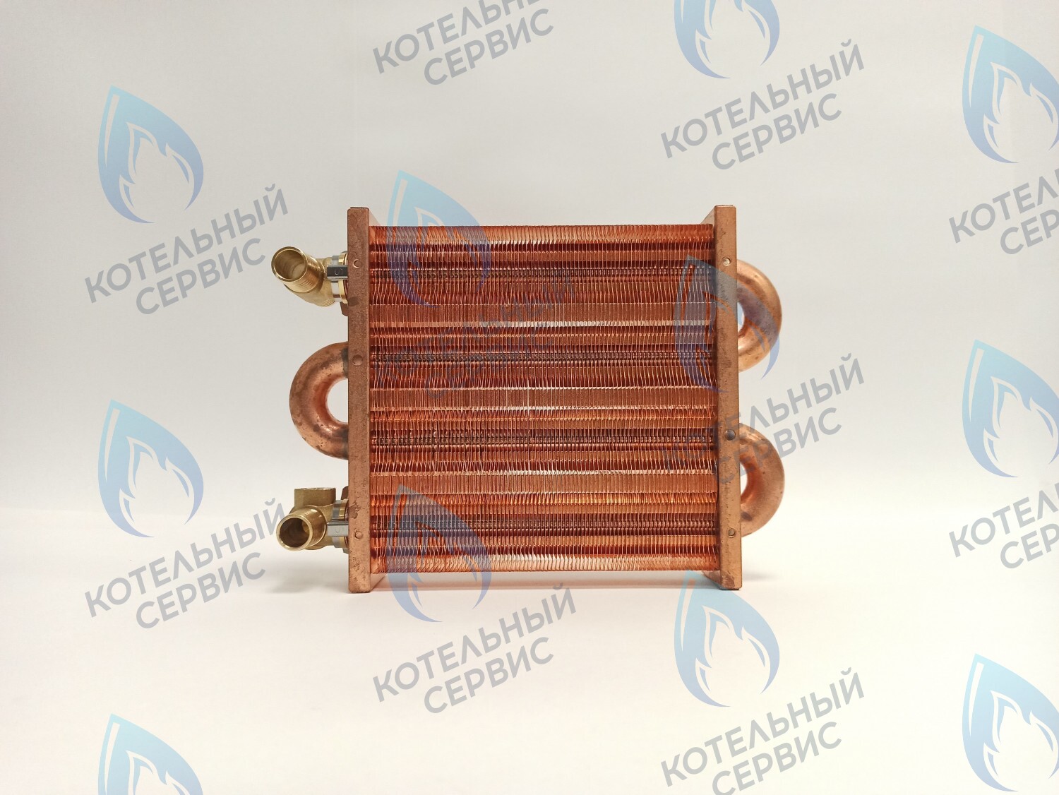 EM021-180-02-Фитинг-Комп Теплообменник первичный основной (с фитингами) 180мм 85 FIN (130-200 HSG/ICH/MSC) (3318108610, 3318108640) DAEWOO 