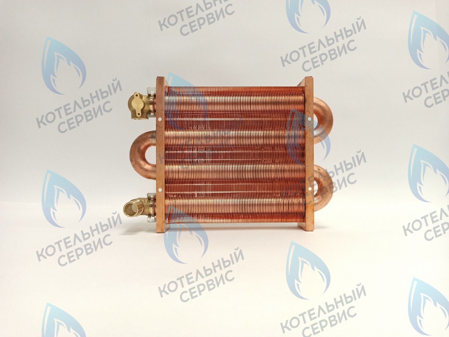 EM021-180-02-Фитинг-Комп Теплообменник первичный основной (с фитингами) 180мм 85 FIN (130-200 HSG/ICH/MSC) (3318108610, 3318108640) DAEWOO 