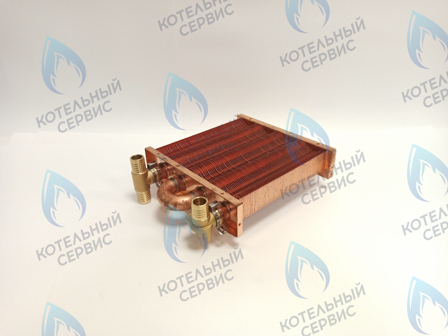 EM021-180-02-Фитинг-Комп Теплообменник отопления с фитингами (180 мм) 85 FIN (130-200 HSG/ICH/MSC)(3318108610, 3318108640) DAEWOO 
