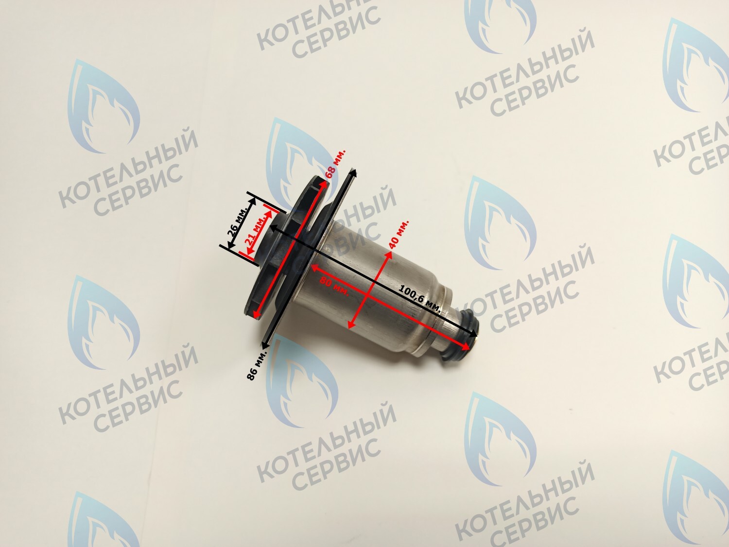 PPR-W21CW-40-02 Втулка ротор насоса (по часовой стрелке) аналог WILO 15/6 (втулка 40мм, короткая 80мм, колесо 68/21мм) 