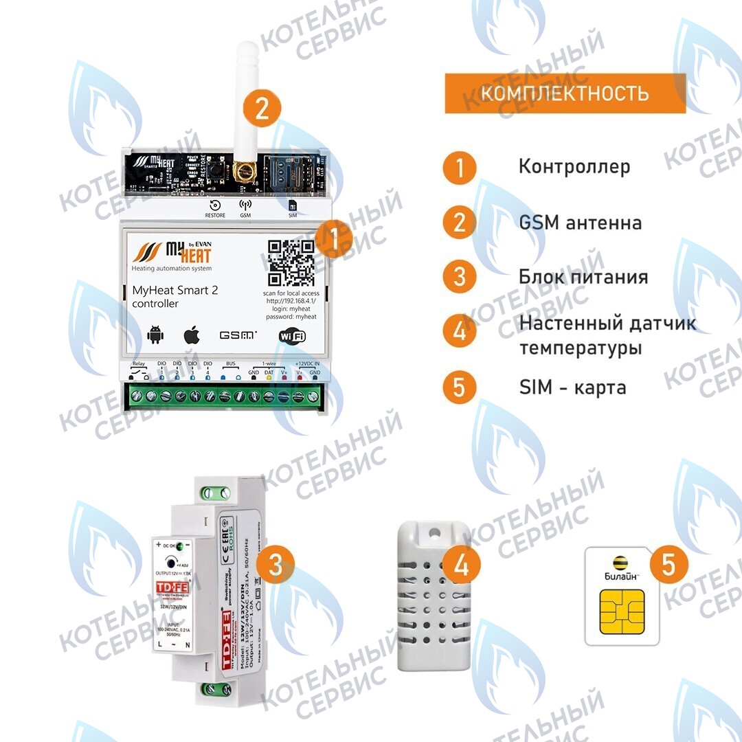 6281 Термостат (контроллер) MyHeat Smart 2 (GSM, Wi-Fi, DIN) 