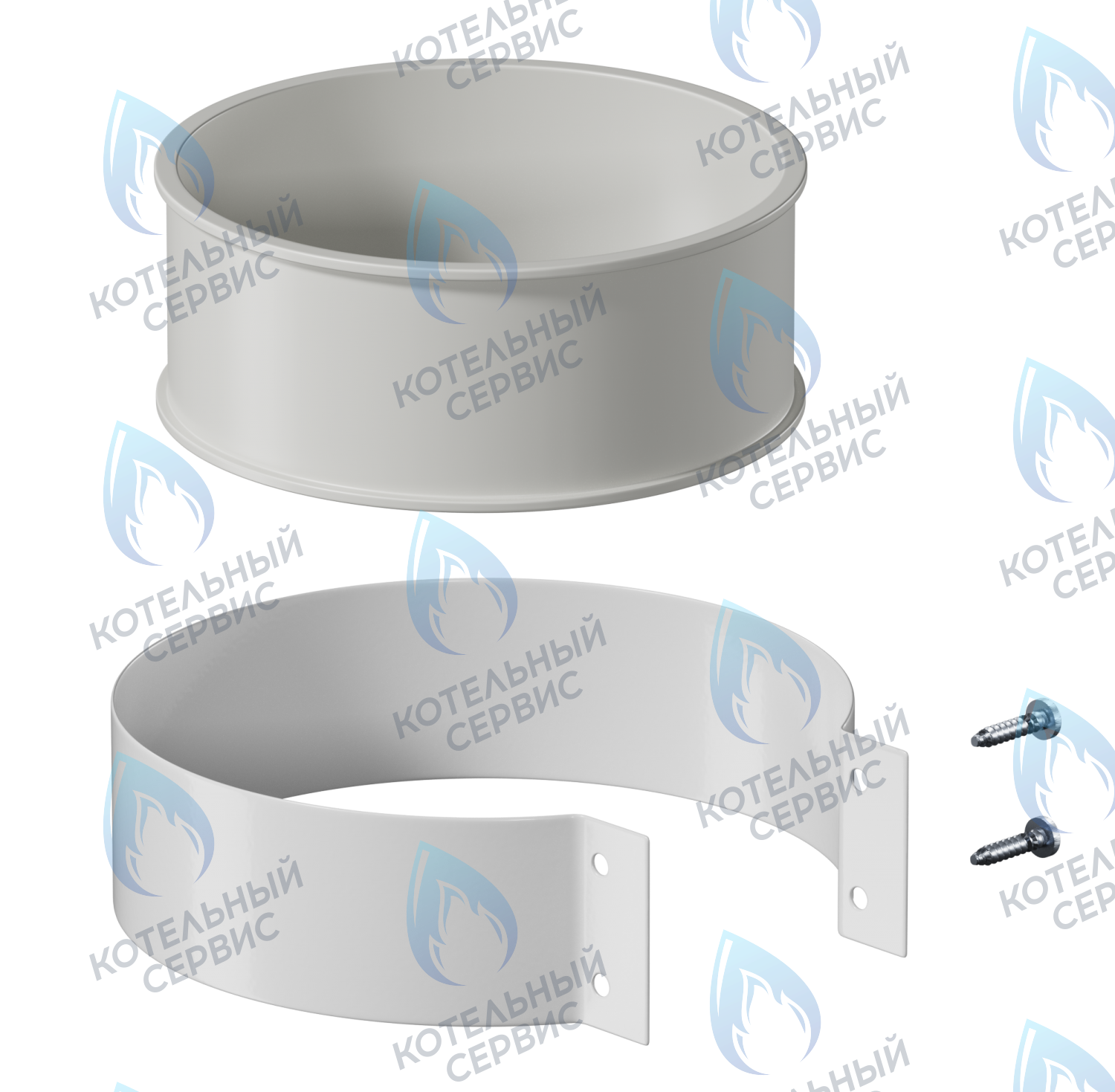 H-01 Хомут комплект KRATS D100, резиновый хомут, хомут стальной гнутый, саморезы 2 шт 