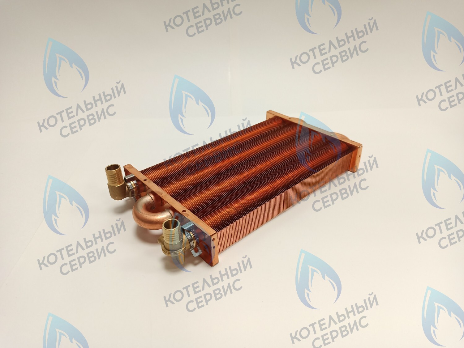 EM021-280-02-Фитинг-Комп Теплообменник отопления медный с фитингами (280 мм) 122 FIN (250-300MSC) DAEWOO 