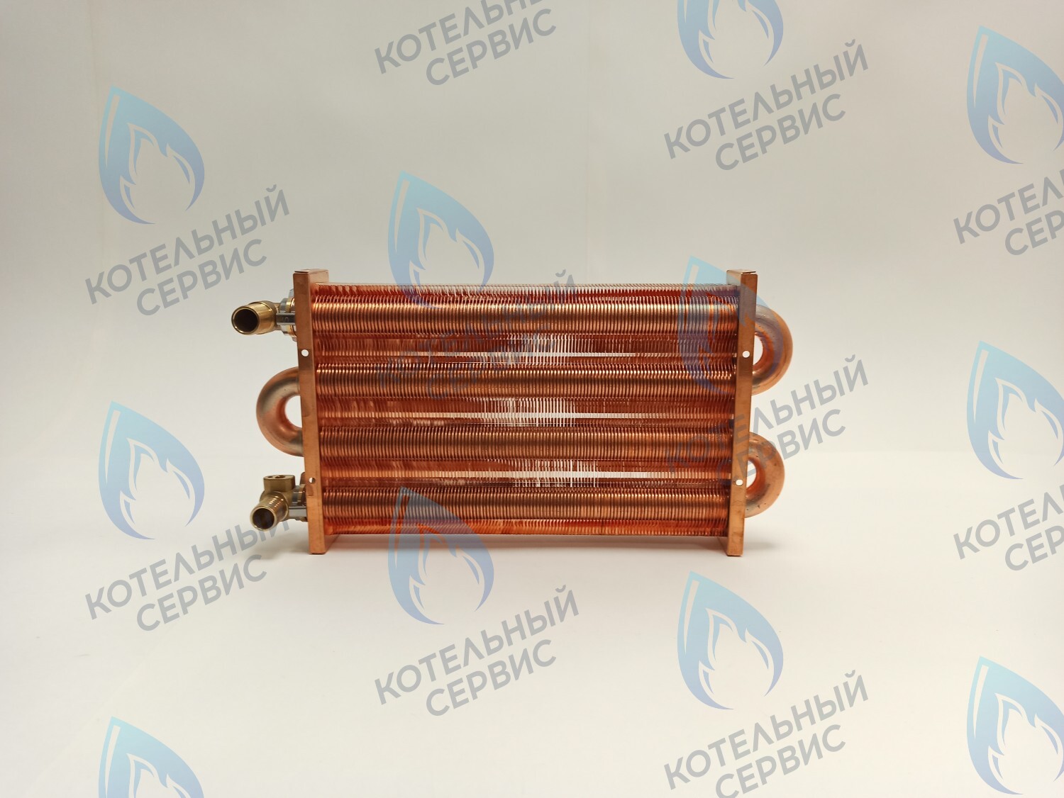 EM021-280-02-Фитинг-Комп Теплообменник отопления медный с фитингами (280 мм) 122 FIN (250-300MSC) DAEWOO 