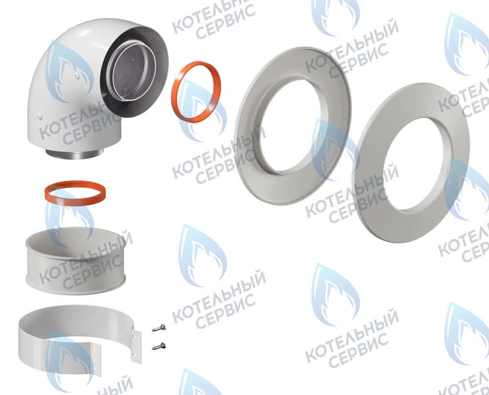 K-01V Отвод коаксиальный (колено) D60/100 (хомут в комплекте) 