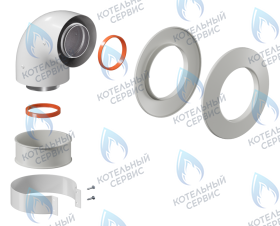 Отвод коаксиальный (колено) D60/100 (хомут в комплекте)